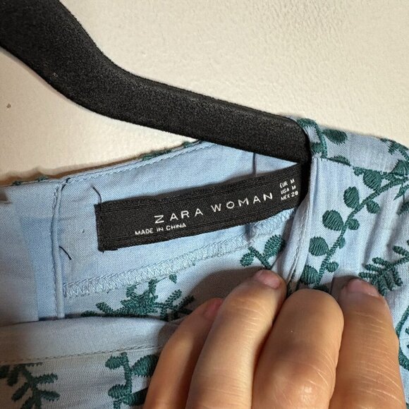 Zara Blue and Green Embroidered Tunic Dress - Picture 4 of 5